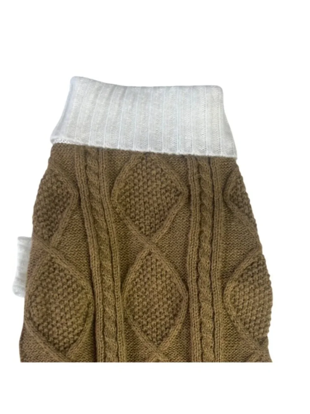 Lorehelina Dog Cable Knit Sweater Large‎ Brown White Large New Warm Pet Apparel